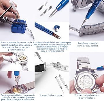 Ensemble d'outils de réparation de montres de 208 pièces en 1