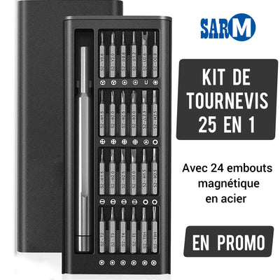 🛠️ Nouveau Kit de Tournevis 25 en 1, avec 24 Embouts Magnétiques de Précision en Acier Allié 🛠️ pour compléter le démontage et la maintenance d’une variété d’équipement