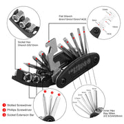 Kit d'outils de réparation de vélo 16 en 1 et autres, multi-outils avec leviers de pneus de vélo, clé hexagonale pliante