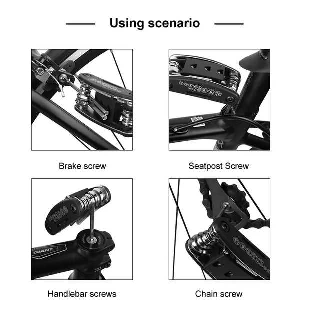 Kit d'outils de réparation de vélo 16 en 1 et autres, multi-outils avec leviers de pneus de vélo, clé hexagonale pliante