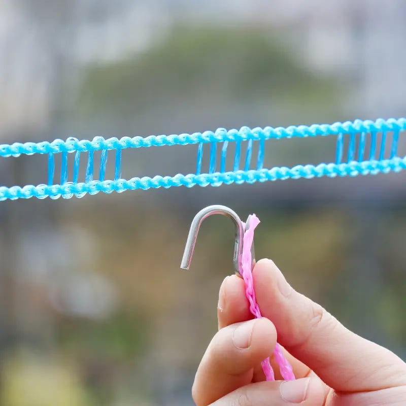 Corde à Linge Rétractable et Antidérapante pour Extérieur et Camping